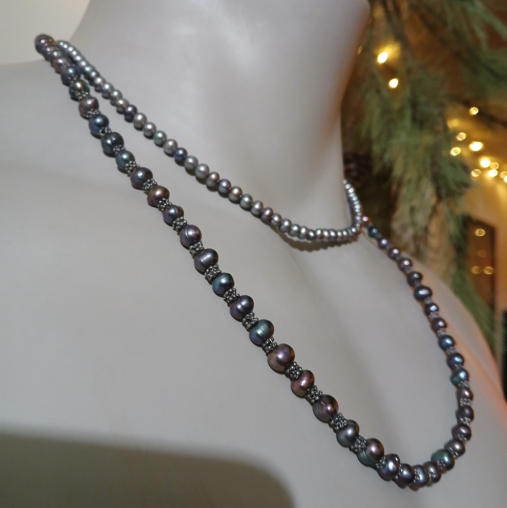 2 Black Pearl Necklaces